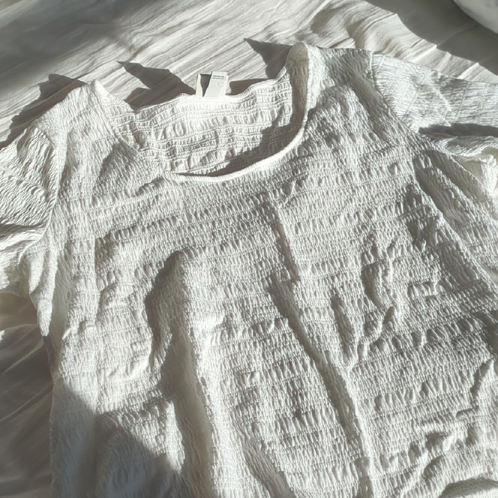 A New Day White Textured Short Sleeve Top